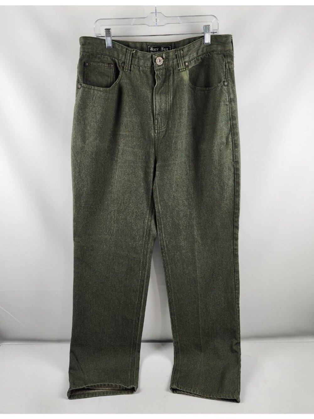 Bare Fox Jeans Mens 36 Green Vintage Straight Leg Denim (36x32)